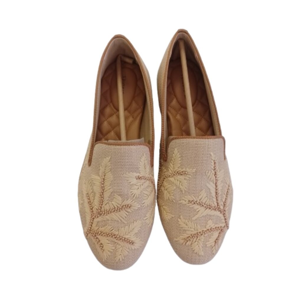 BIRDIES STARLING Raffia Flat Fabric Beaded Womens Botanico Loafer Shoe Size 9.5